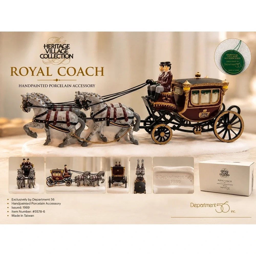 Dept 56 Heritage Village Royal‎ Coach Dickens Village Series Horse Carriage